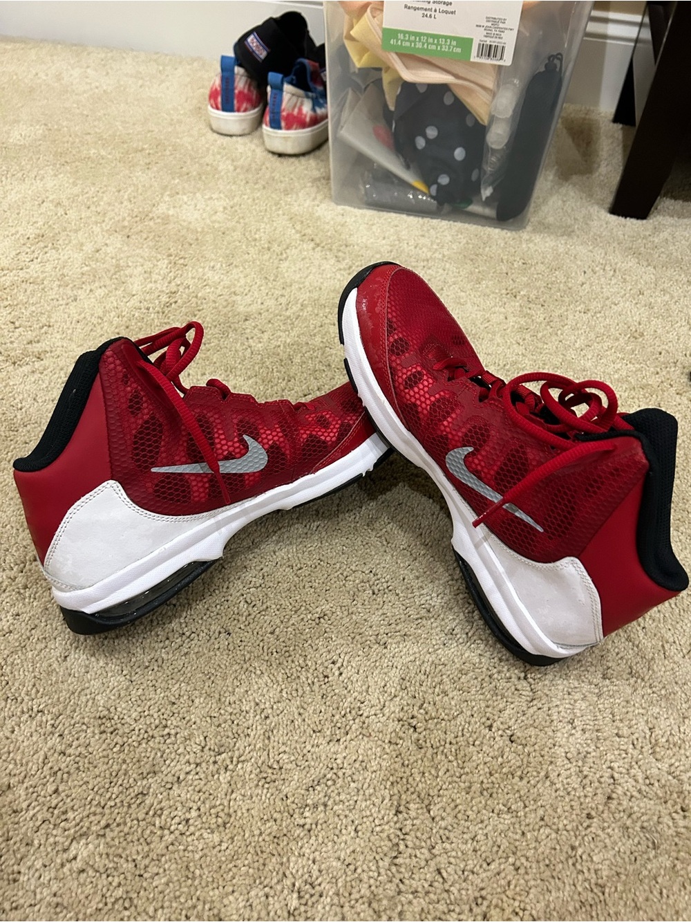 Nike Kids Red, White & Black High-Top Basketball Sneakers